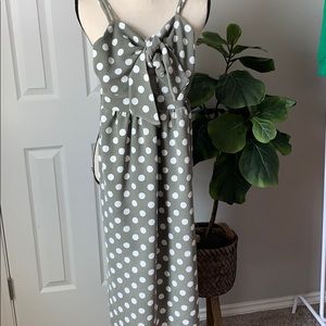 Green polka dotted dress